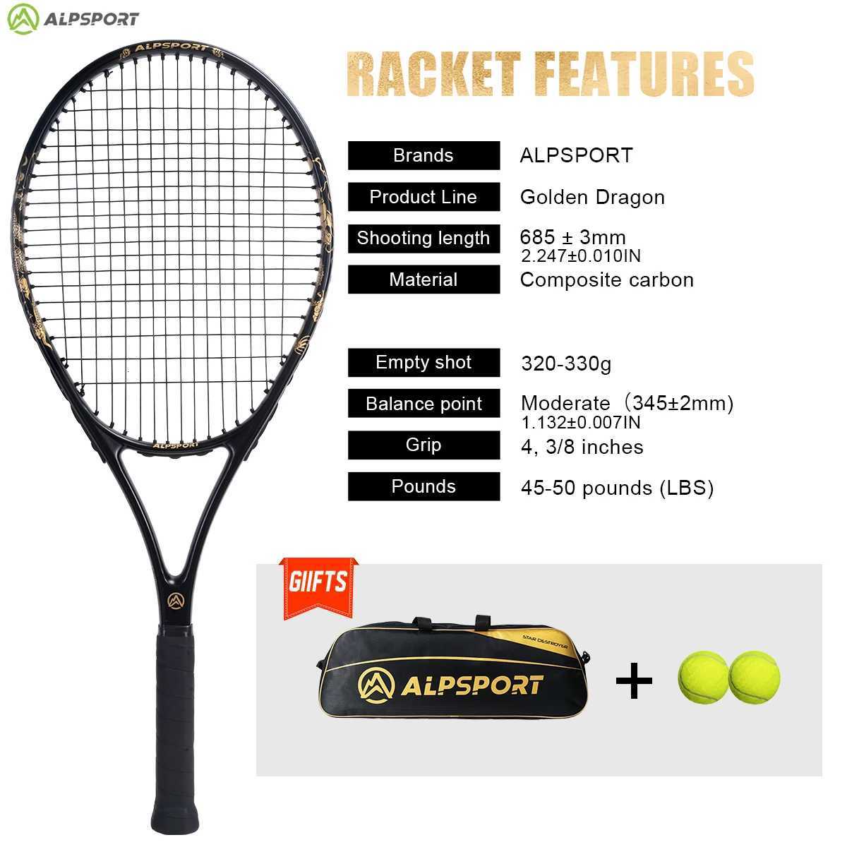 ALPSPORT JL T800 Carbon Fiber Tennis Racket 8K Professional Training Racket with Bag Adjustable Strap Men Women W251021