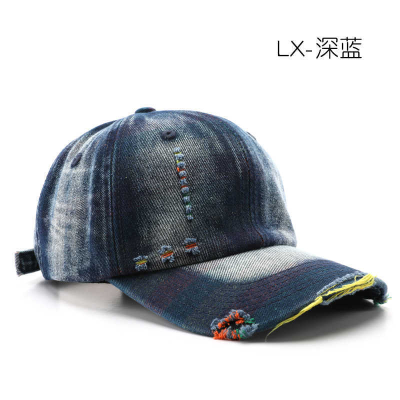 Womens Unique Style Fashion Washed Distressed Denim Solid Color Baseball Cap Outdoor Mens Sun Protection Baseball Cap H251020