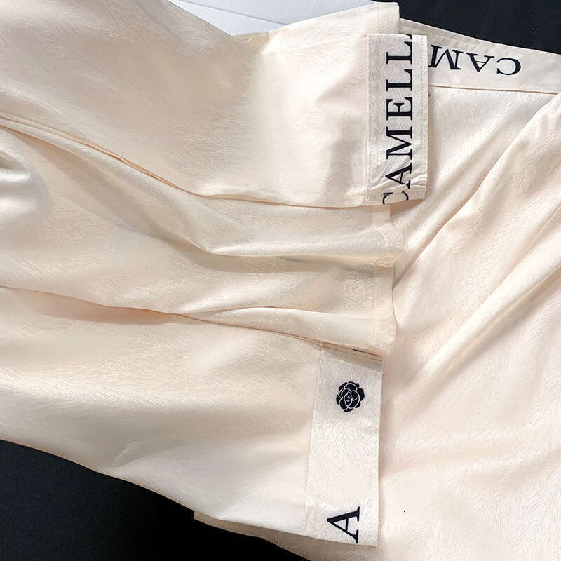 Ice Silk Pajamas for Women, Little Fragrance Style, Camellia, Spring Summer, Elegant High-end Feel, Letter Sleeve and Long Pants Homewear Set