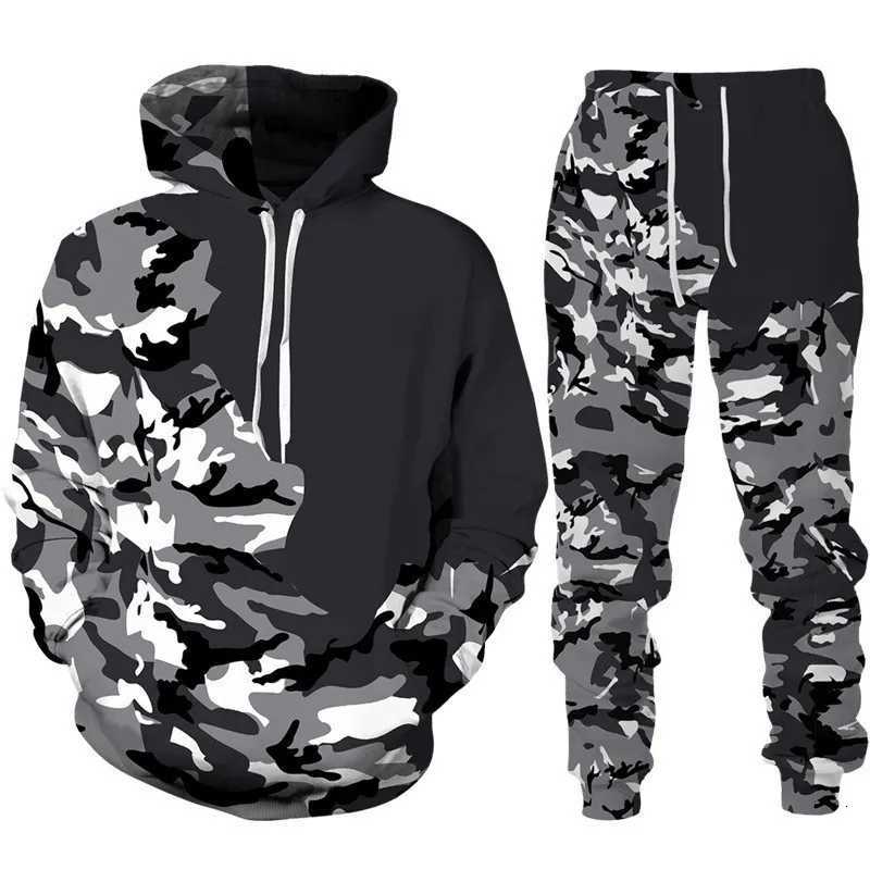 Camo Two Piece Hoodie Pant Sets Camouflage Tactical 3d Print Set Men Women Fashion HoodiePant 2Piece Set Sports Tracksuits Suit X251021