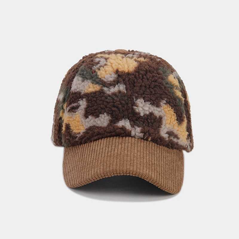 Autumn Winter New Camouflage Sheep Camouflage Thickened Warm Duckbill Cap Womens Trendy Outdoor Casual Sun Protection Baseball Cap Mens Cap H251020