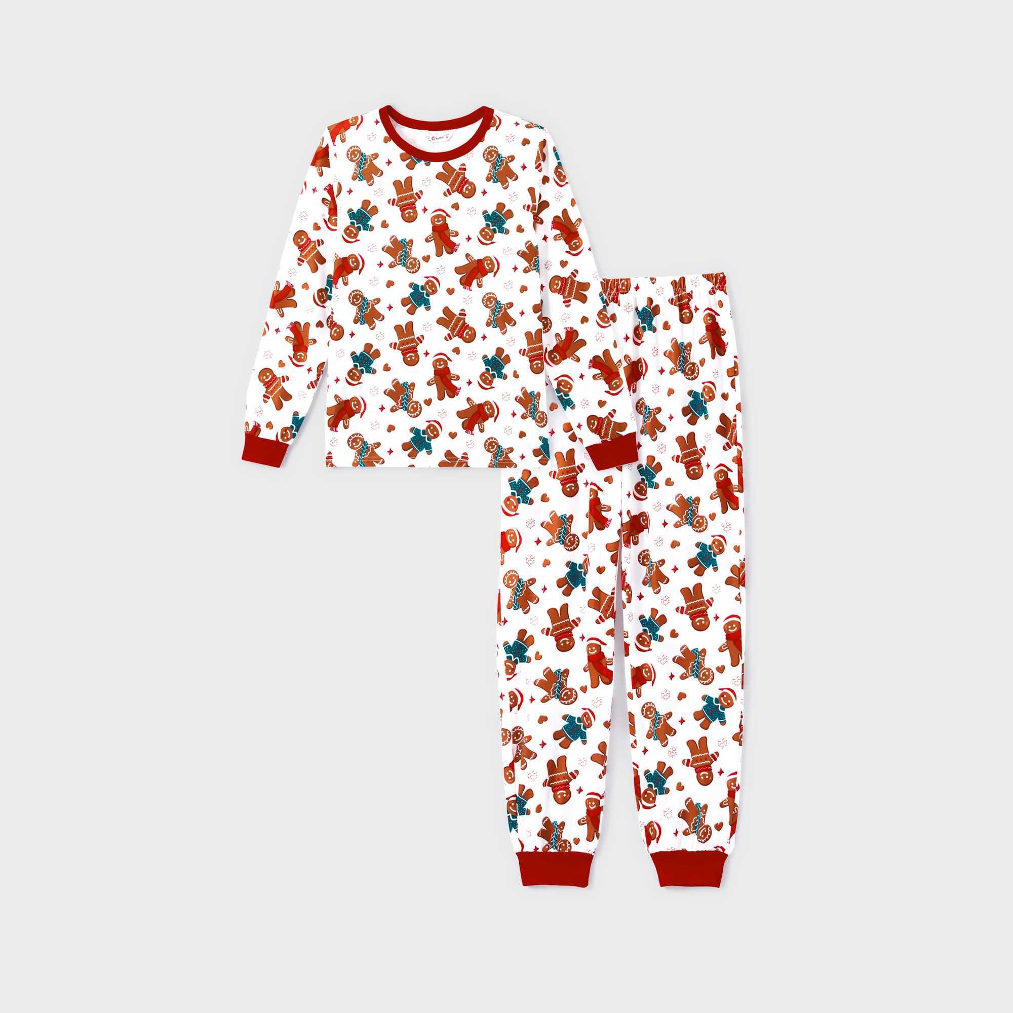 Family Matching Christmas Pajama Set With Cute Gingerbread Man Print Top And Pants Cozy Sleepwear L251021QCHN