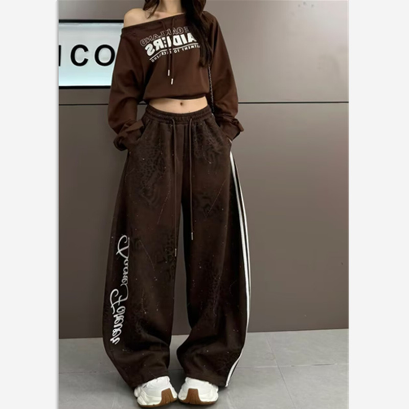 2025 American retro leopard print luxury pants with personalized dance fashion designer pants, tie, autumn and winter new dyeing curved knife casual p