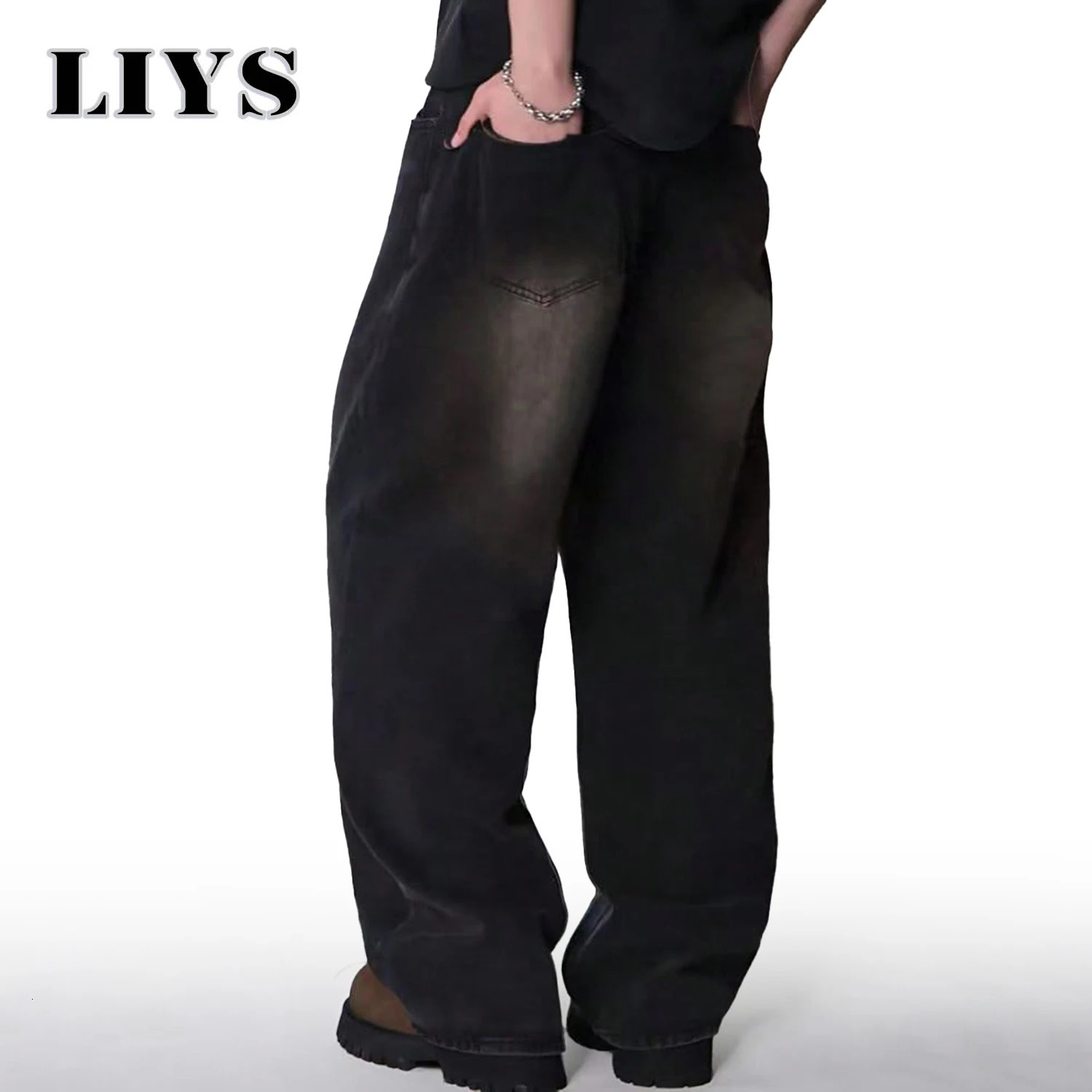 Four Season Mens Jeans Korean Version Student Casual Pants High Street Straight Loose Wide Leg Black Gray Blue Baggy Jean 251017