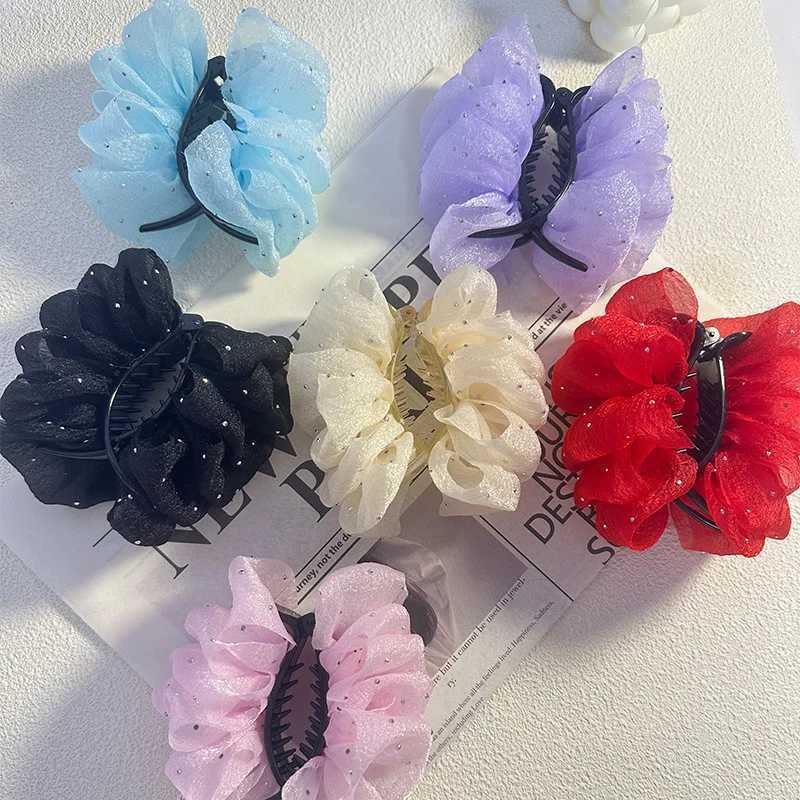 Elegant Temperament Mesh Bubble Hair Clip for Woman Simplicity Ball Head Shark Clip Fashion Girl Ponytail Clip Hair ClawW254021