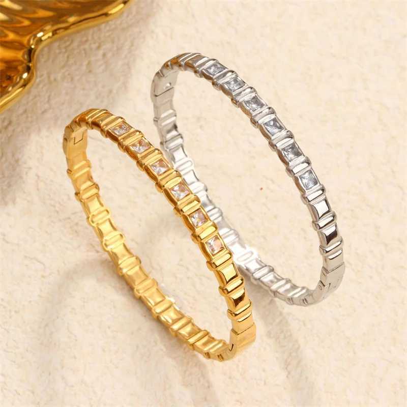 Personalized High Quality Cubic Zircon Snake Bone Stainless Steel Bracelet for Women Crystal Bangle Cuff Chain Jewelry Present J251021