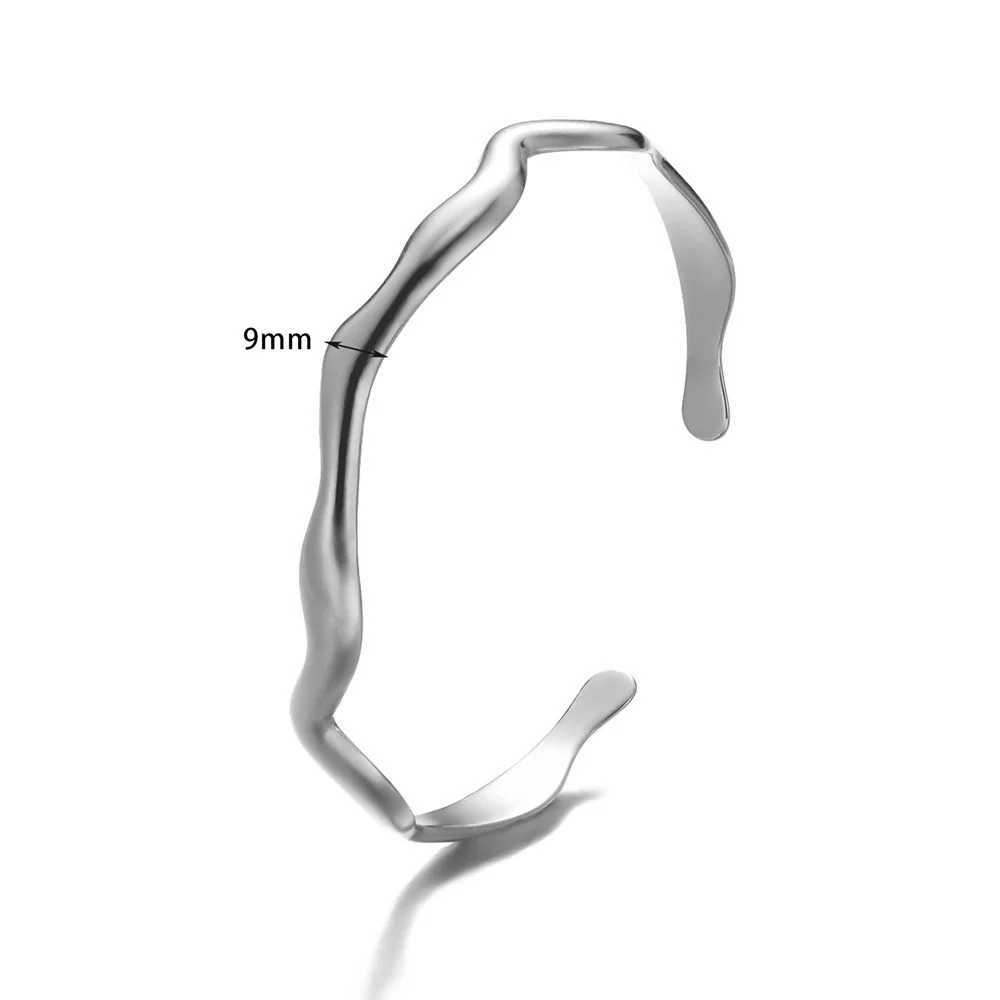 Stainless Steel Wave Open Bangle Bracelets for Women Fashion Gold Color Irregular Cuff Bangles Trendy Aesthetic Jewelry Gift J251021