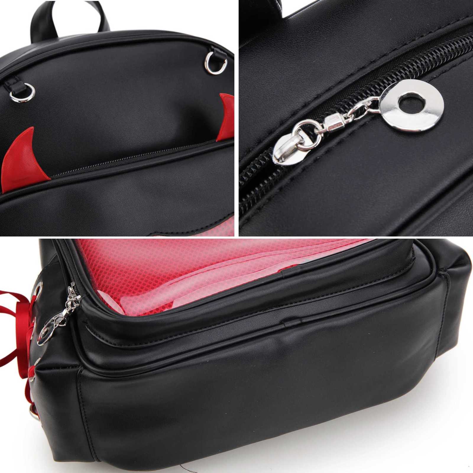 Large Capacity Gothic Ita Backpack Women Badge Display Clear Pocket Backpack Punk Female Daypack Cosplay 3 Ways Crossbody BagW251020