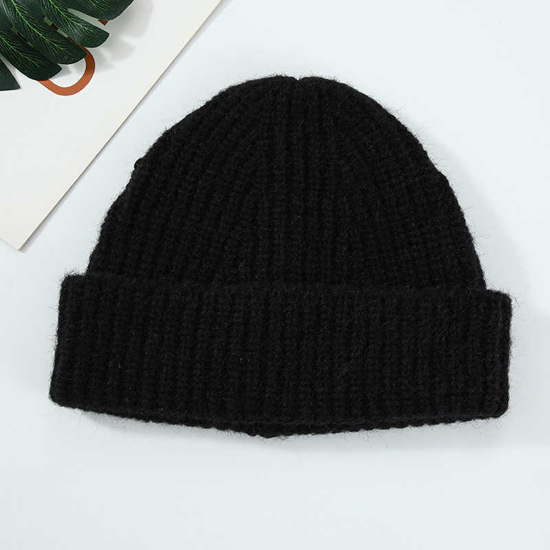 Colors Unisex Winter Hat Large Head Circumference Warm Simple Wool Blend Solid Color Cuffed Knit Hat Cold Hat H251020