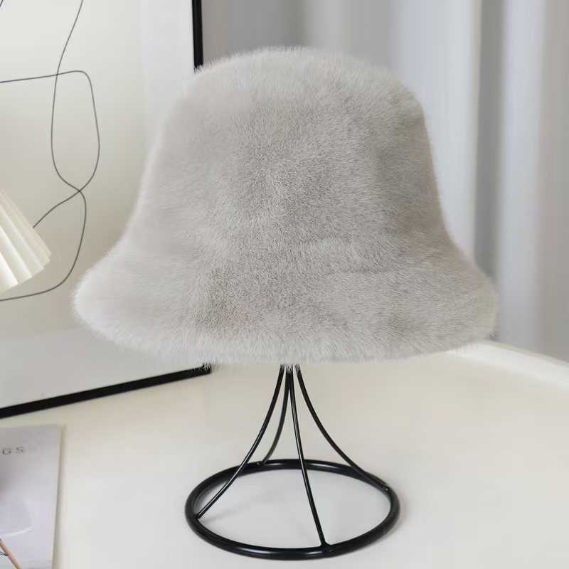 Imitation Mink Fur Fisherman Hat for Women Autumn and Winter Warm Fashionable Thickened Fur Fisherman Hat H251020