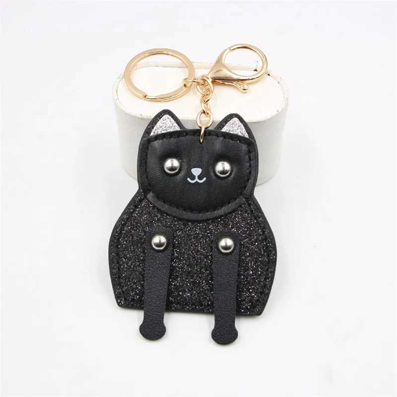 Fashion Punk French Bulldog Keychain PU Leather Dog Keychains for Women Bag Pendant Jewelry Trinket Mens Car Key Ring Key Chain W251021