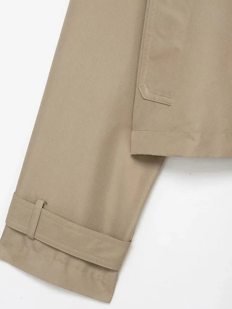 Fashion Lapel Short Trench Coats Women Double Breasted Pockets Jackets Female Autumn Winter Office Lady Solid Outwear 251021