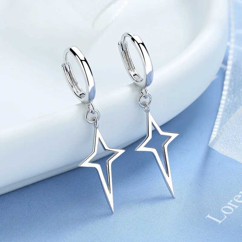 Punk Metal Hollow Star Dangle Earrings for Women Silver Color Vintage Cross Drop Earrings Trendy Statement Loop Jewelry Gift J251021