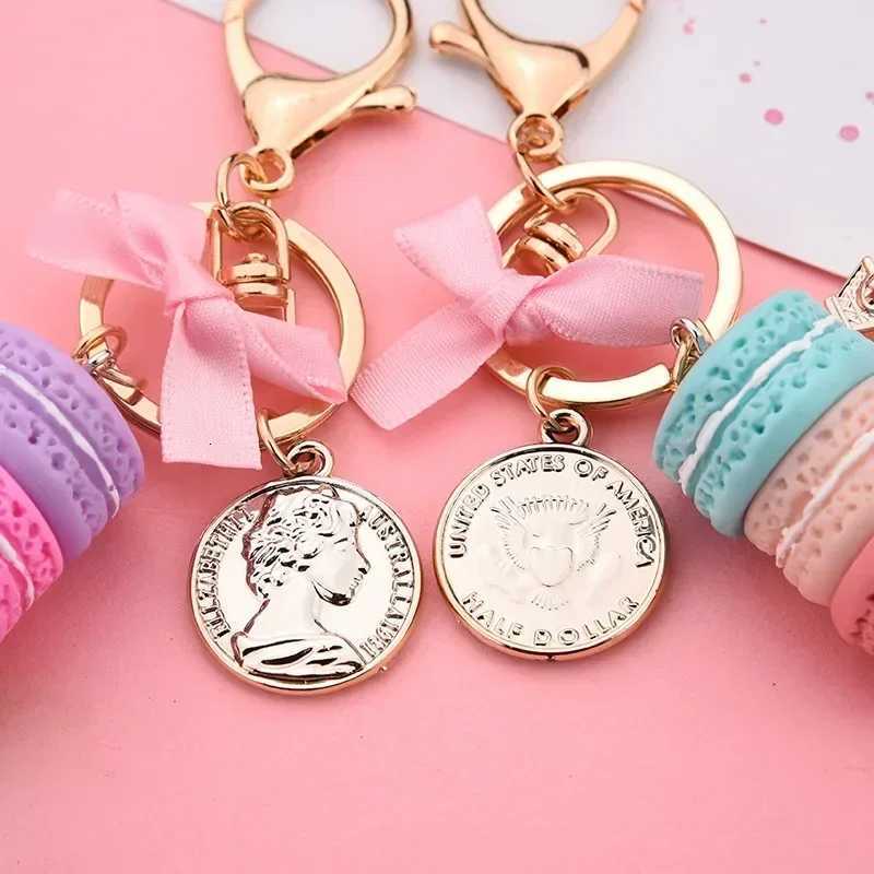 Women New Macaroon Cake Keychain PU Love Alloy Leaf Key Chain Charm Bag Pendant Key Ring Best Party Gift Jewelry S133 W251021