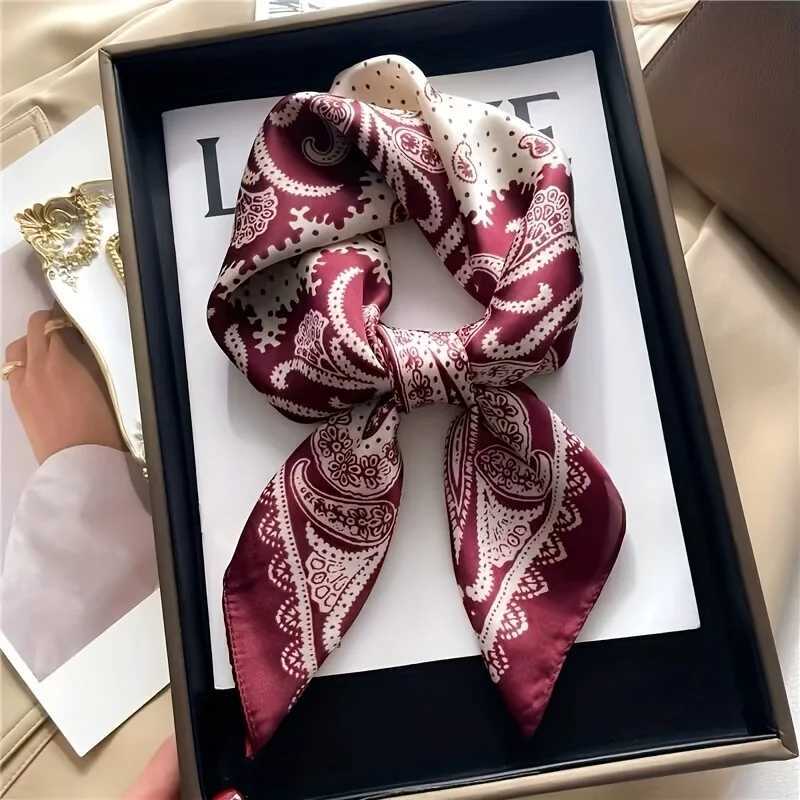 2025 New Paisy Print Small Square Scarf Soft Satin Silklike Thin Neck Scarf Mature Sty Sunscreen scarf For WenW251021