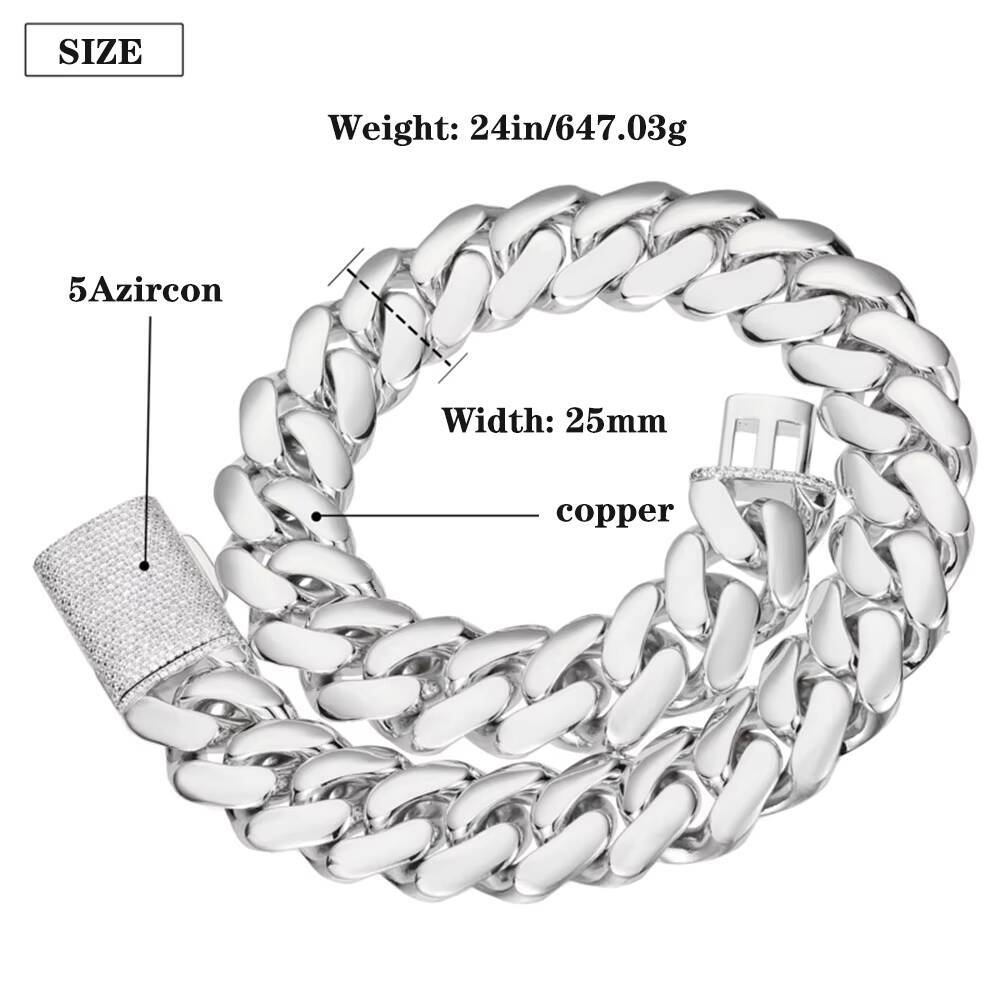 Elegant Mens Copper Cuban Link Chain Necklace with Sparkling Cubic Zirconia Expertly Gold Plated in for a Timeless Luxury Look