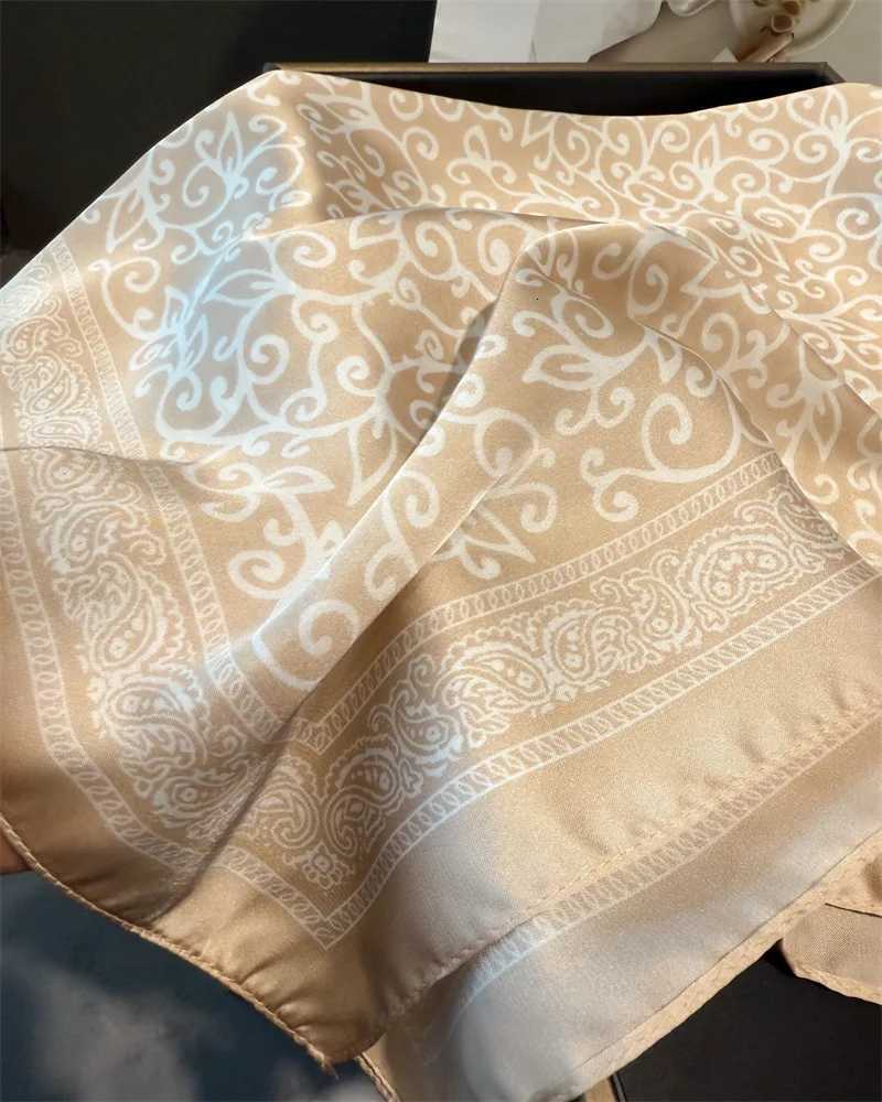 New Fashion Paisy Print Shawl Square Scarf for Wen Soft Satin Wraps Neckerchi Fa Hair Bands Ribbon band BandanaW251021