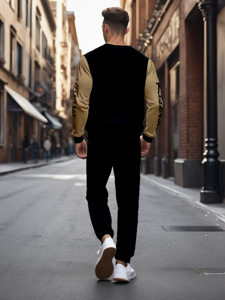 Men's Casual Knitted Long Sleeve Sweatshirt Round Neck Polyester Blend Ankle-Length Outdoor Recreation Brown Comfortable T-Shirt - YLWY0017