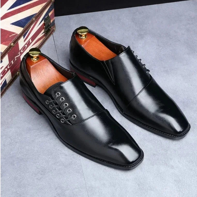 Business Dress Men Shoes Square Toe Leather Party Wedding Shoes Men Quality Gentleman Shoess 48 Casual Man Office Shoes 251021