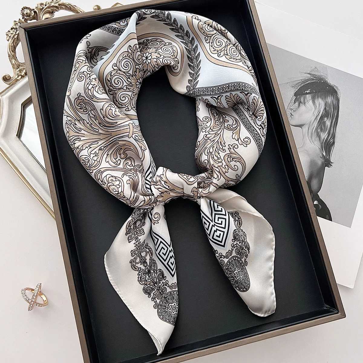 Luxury Brand Neckerchief Silk Feeling Scarf for Women Design Hair Bands Satin Square Headscarf Ribbon Lady Wrist Hand Wrap Shawl W251021