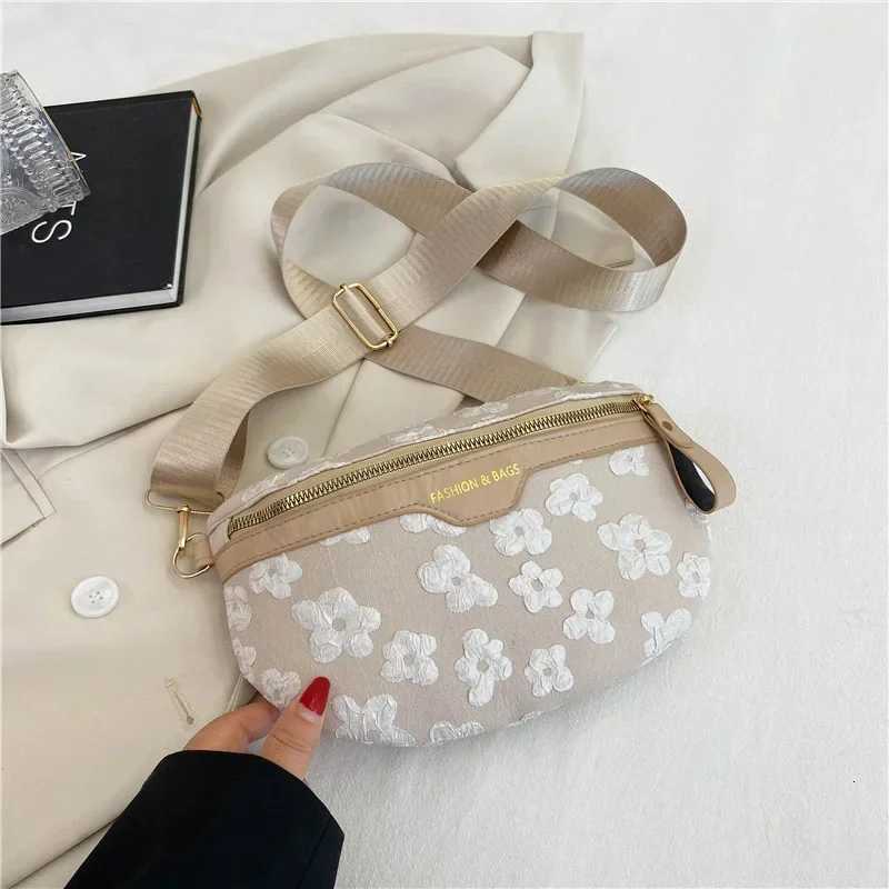 2024 Flower Soft Fabric Waist Bag Women Fan Embroidered Leisure Waist Bag Womens Wide Backband Shoulder Crossbody Chest Bag Z251021