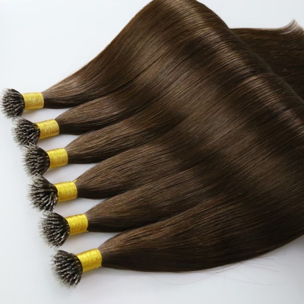 European Remy 100% Nano Hair Extensions Human Hair Nano Ring Brown 22 Inch Double Drawn Keratin Link Nano Bead Hair Extensions