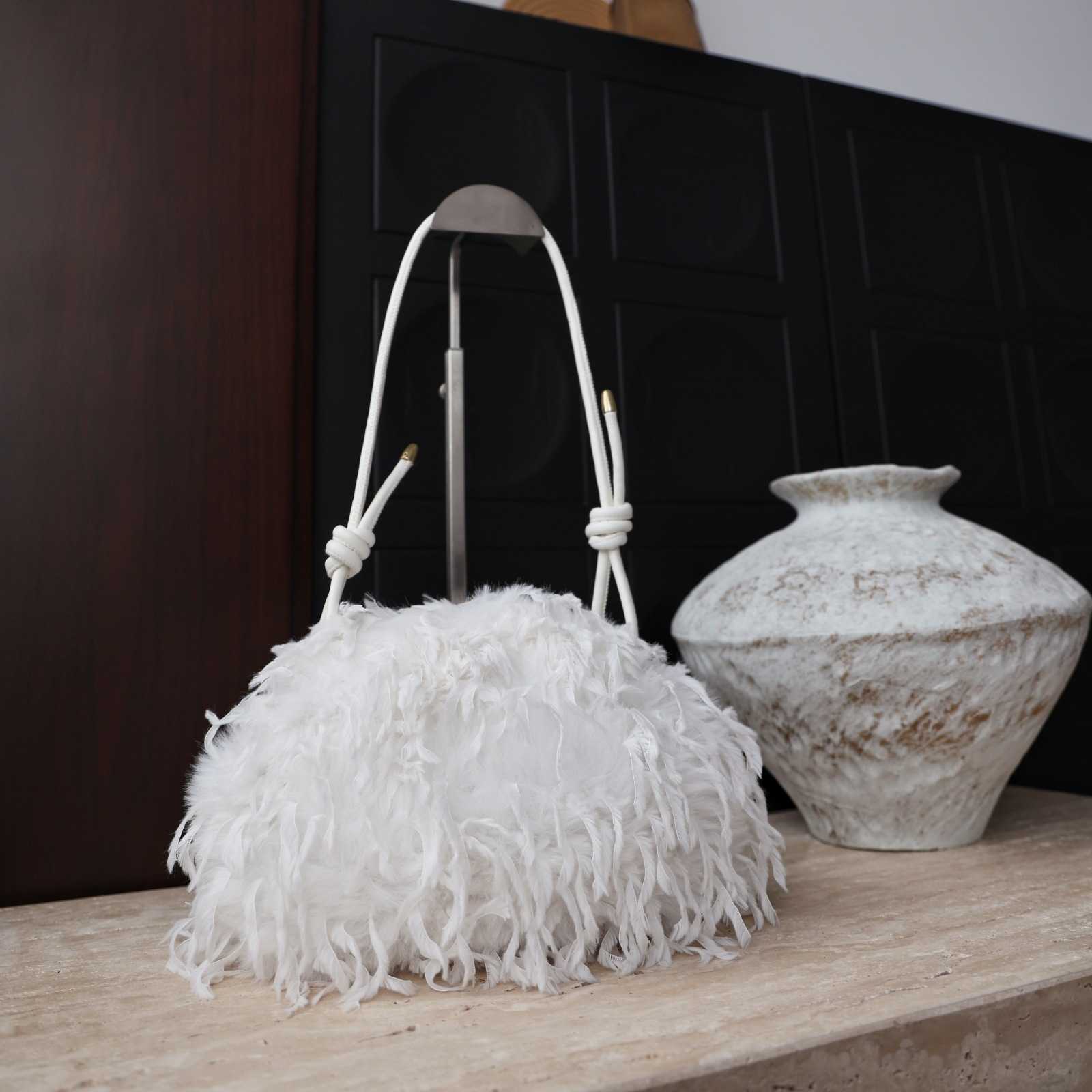 25 New Style Fluffy Bag Feather Cloud Bag Underarm Bag Wrinkled Clutch Bag Plush Fairy Bag 2336#