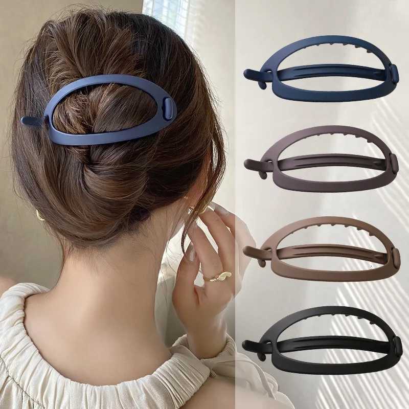 New Frosted Oval Hair Clips Elegant Women Solid Color Buckle Hairpin Versatile Outdoor Fashion Barrette Girls Hair AccessoriesW254021