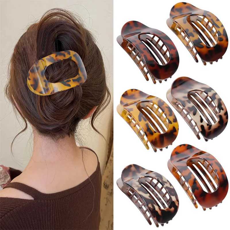 Popular Flat Claw Clip Korean Acetic Acid Hair Clip Hair Accessories Womens Spoon Leopard Hair Clip Top Clip Simple HeadpieceW254021