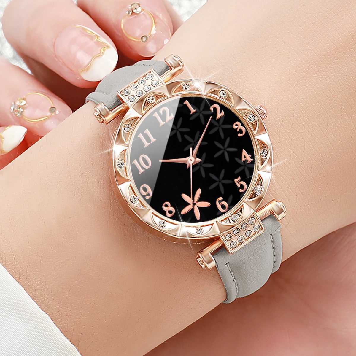7PCSSet Womens Fashion Rhinestone Leather Band Female Quartz es Without BoxXJ251021