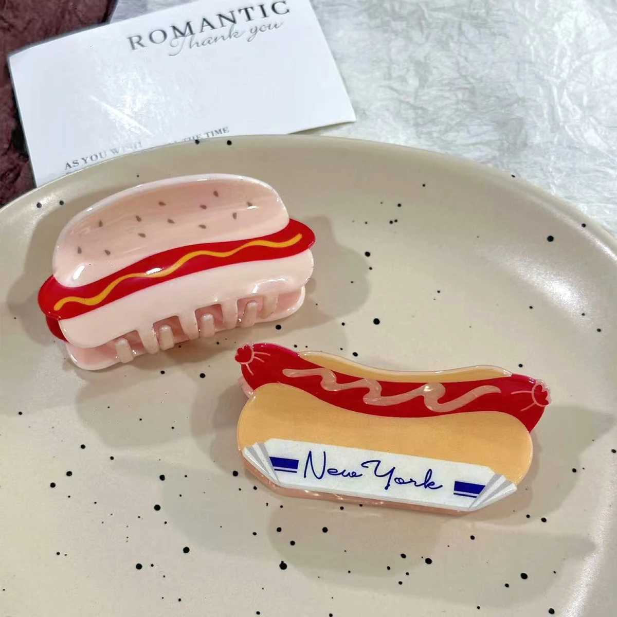 1pc new hot dog chili creative simulation food chili sauce grab clip novel back of the head updo hairpin shark clipW254021