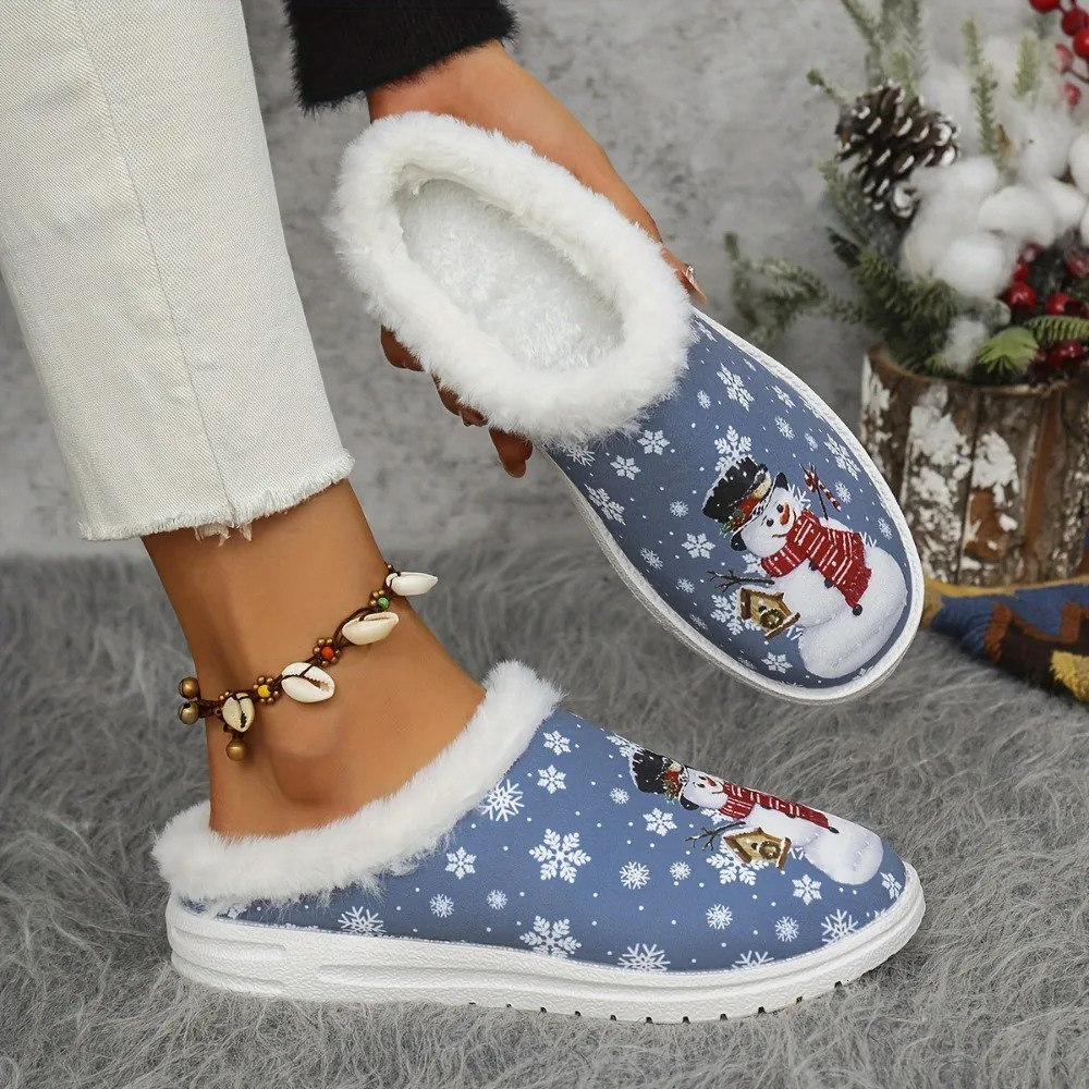 Winter Womens Slippers Christmas Holiday Cozy Home Shoes Non Slip Thick Warm Fuzzy Slippers Lightweight Comfortable 251021