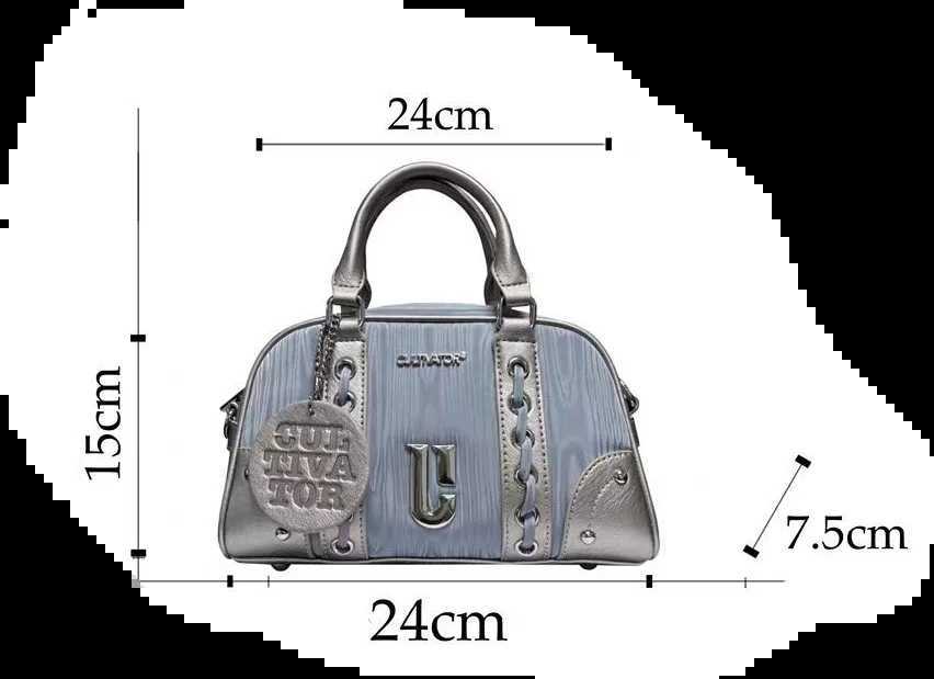 JIAERDI Vintage Blue Hand Bag For Women Retro Contrasting Color Handle Casual Bowling Bag Handbag Ladies 2025 Spring Y2k Bags Z251018