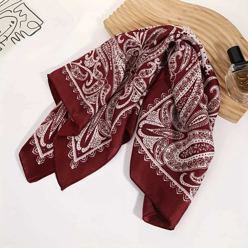 2025 New Paisy Print Small Square Scarf Soft Satin Silklike Thin Neck Scarf Mature Sty Sunscreen scarf For WenW251021