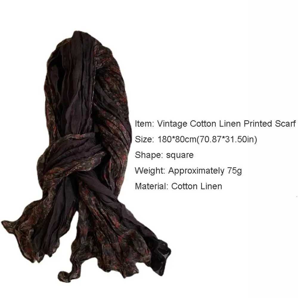 Fashion Autumn Winter Cotton Linen Scarf Vintage Keep Warm Pleated Printed Scarf Luxury Brand Designer Square Shawl Wrap W251021