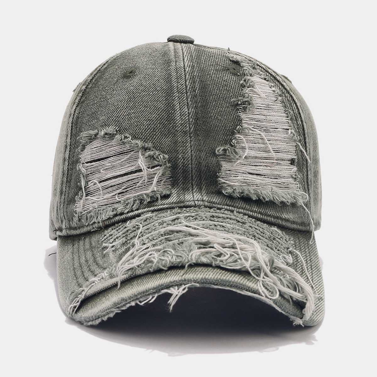 Fashion Washed Vintage Distressed Soft Top Baseball Cap Large Head Circumference Sun Protection Solid Color Frayed Edge Duckbill Cap Unisex Hat H25102