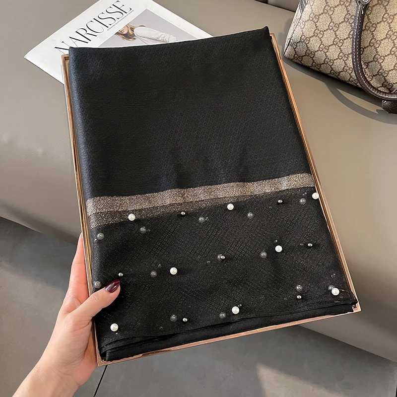 2024 Luxury Brand Women Fashion Scarf Plain Solid Silk Linen Shawls Scarves Summer Lady Bandanas Foulard Hijab W251021