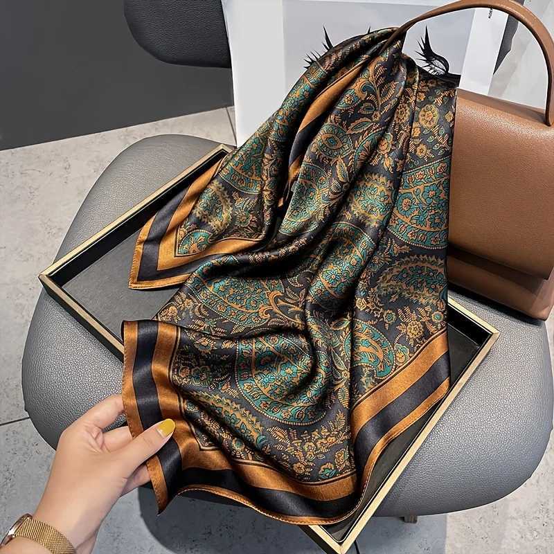 Imitation Silk Printed Square Scarf Wens Scarf Mtifunctional Fashion Accories Haiand ScarfW251021