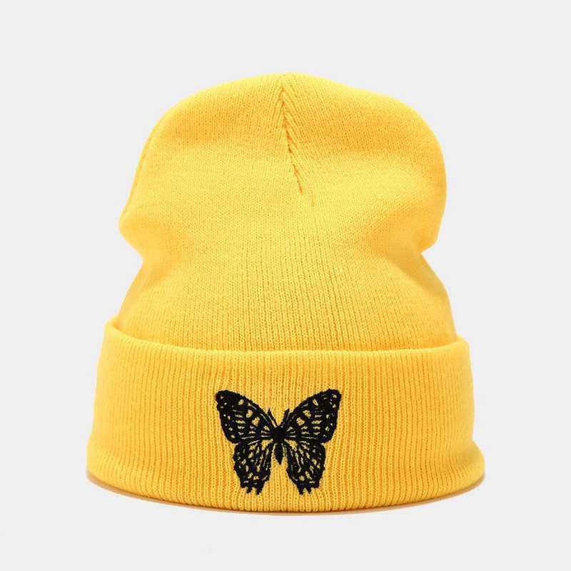 Autumn and Winter New Butterfly Embroidery Knitted Hat Pullover Hat Outdoor Versatile Warm Wool Hat H251020
