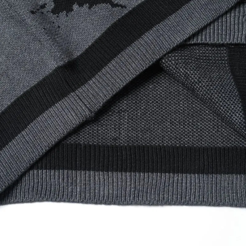 Vintage Gray Cardigan Sweater Coat Y2K Grunge Knitted Punk Gothic Jumpers Streetwear Men Hip Hop Harajuku Casual VNeck Sweaters 251020