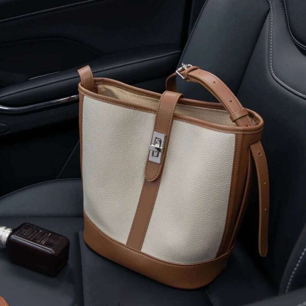 Genuine Leather One-Shoulder Tote New Classic Cowhide Large Capacity Handbag Vintage Women's Crossbody Bucket Bag 251021