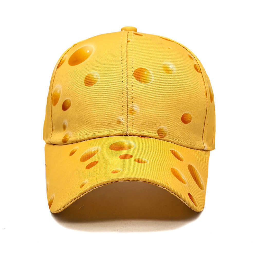 New Cheese Pattern Printed Baseball Cap Fashionable Womens Casual Versatile Travel Sun Hat for Men H251020