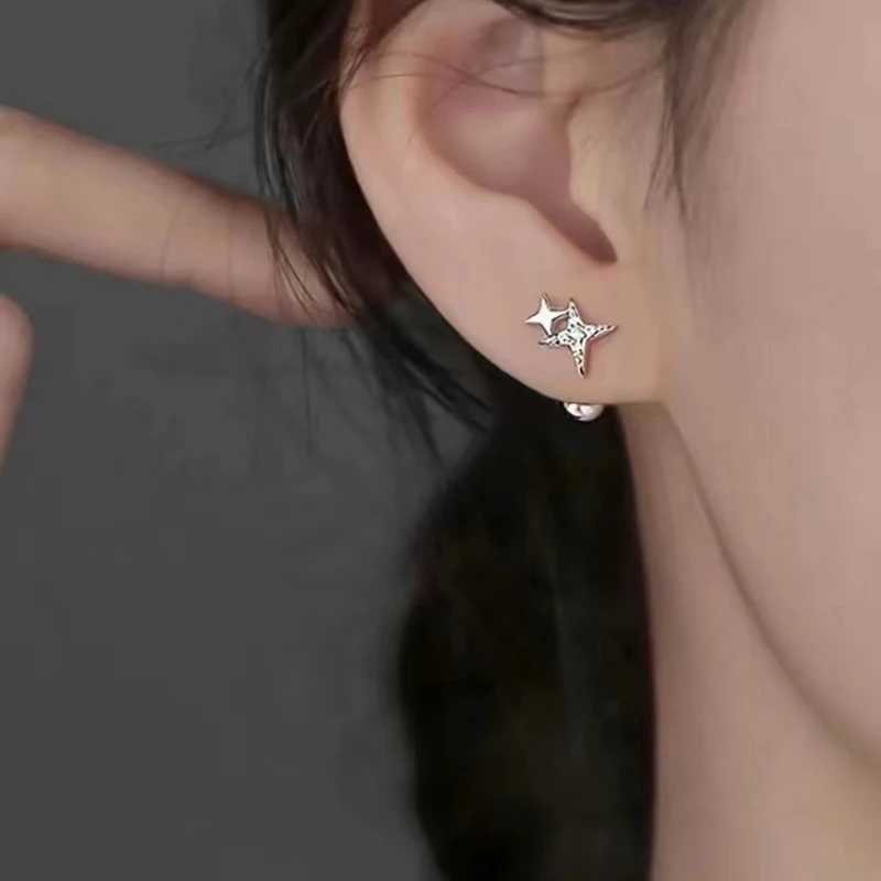 Real 925 Sterling Silver Zircon Star Bead Screw Stud Earrings For Women Classic Fine Jewelry Light Luxury Accessories J251021