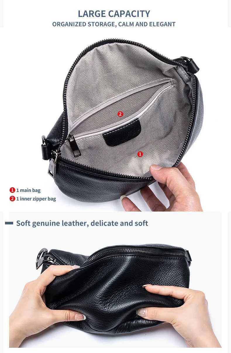 Genuine Leather Small Chest Bag for Women Simple Versatile Shoulder Bag Trendy FirstLayer Cowhide Phone Pouch Purse Z251021