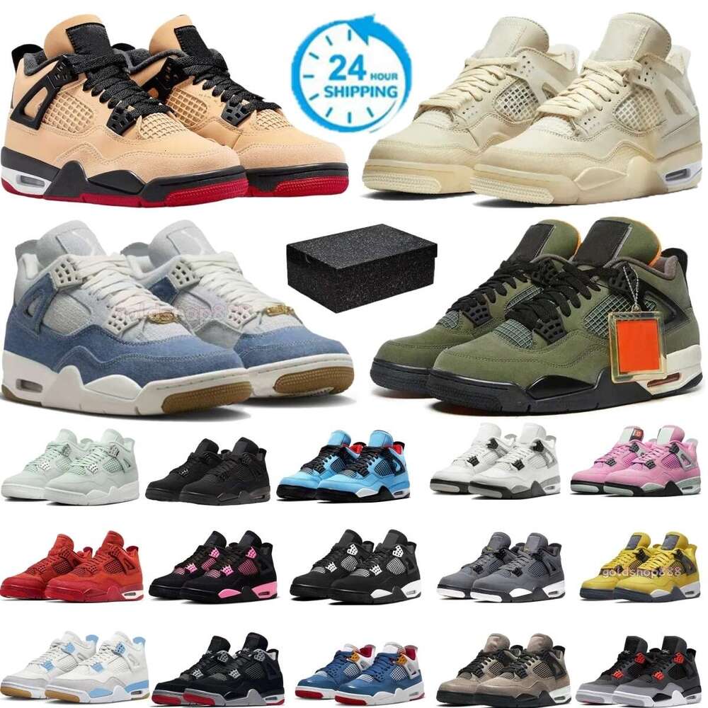 WITH BOX Designer 4 Basketball shoes Men Women Black Cat Bred UNC University Blue Cactus White Grey Pure Royalty Outdoor Sport Sneakers Eur 36-47