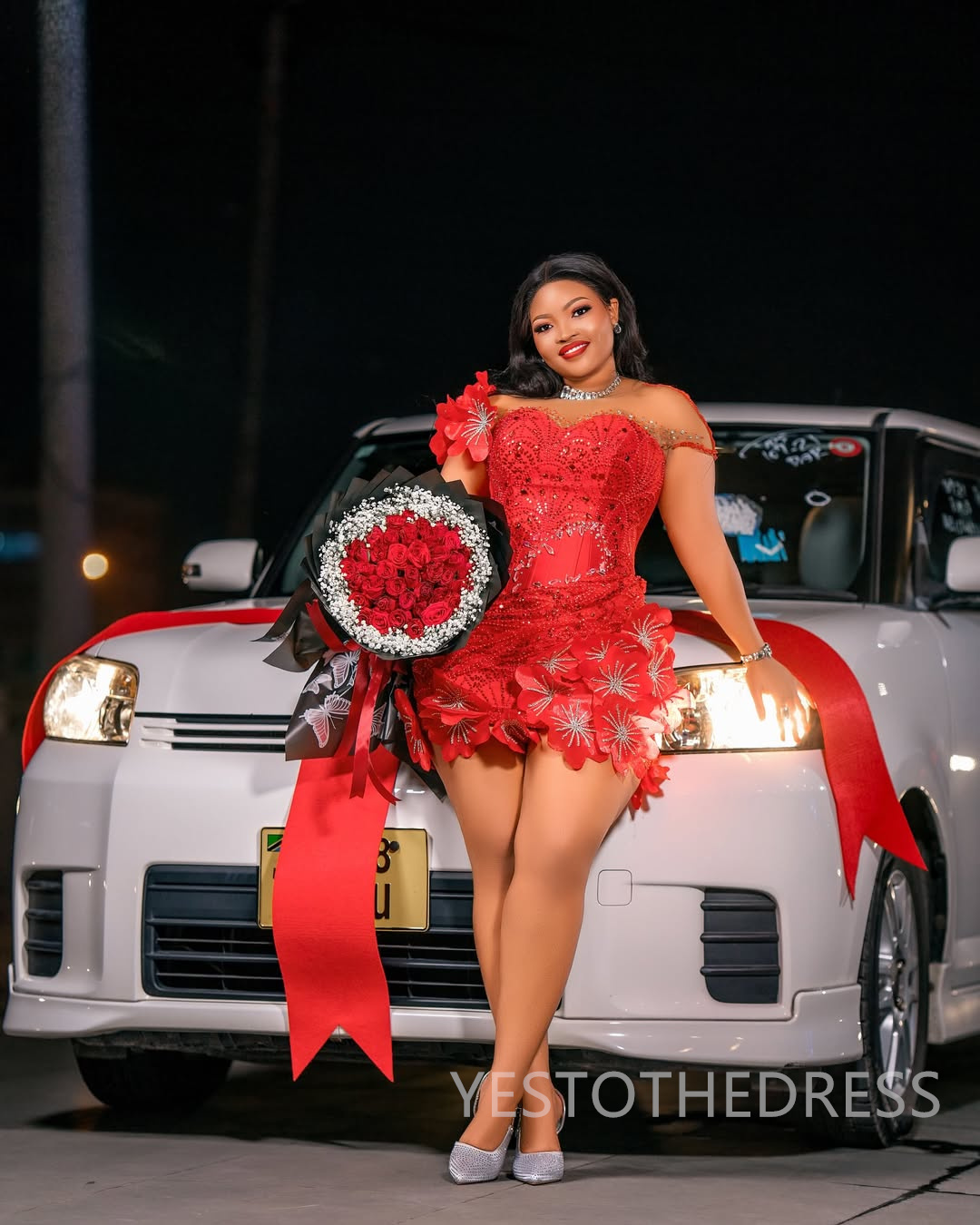 2026 Red Cocktail Dresses For Women Short Mini Dress Sequined Lace Short Sleeves Beaded Lace Homecoming Dresses Flora Gown For Nigeria Black Girls C44