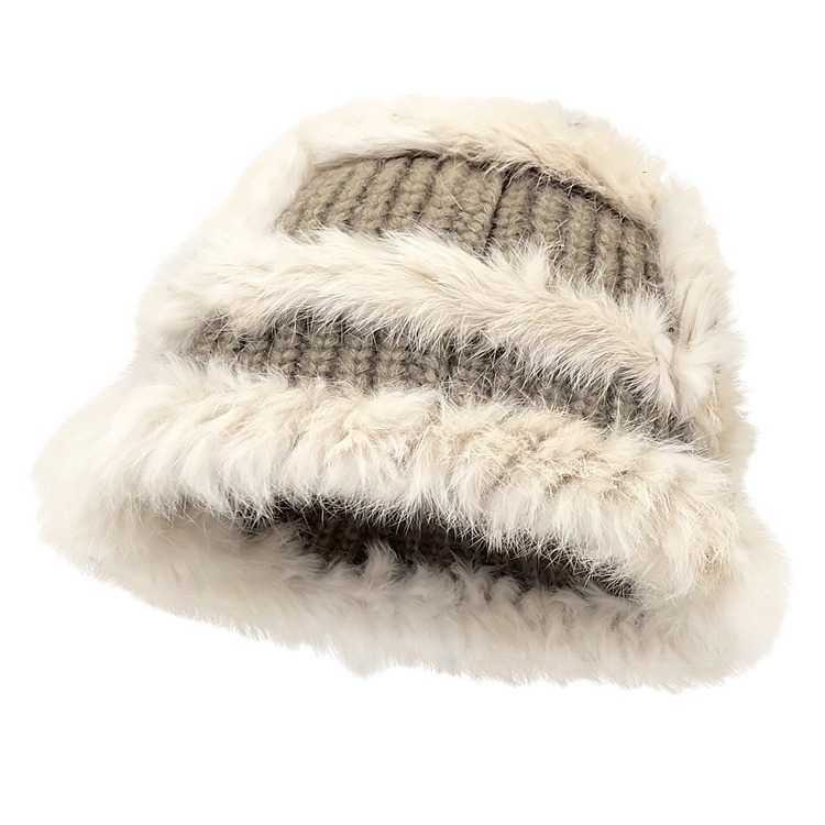Versatile Rabbit Fur Knitted Fisherman Hat for Women Slimming Autumn and Winter Ear Protection Warm Knit Hat Plush Hat H251020