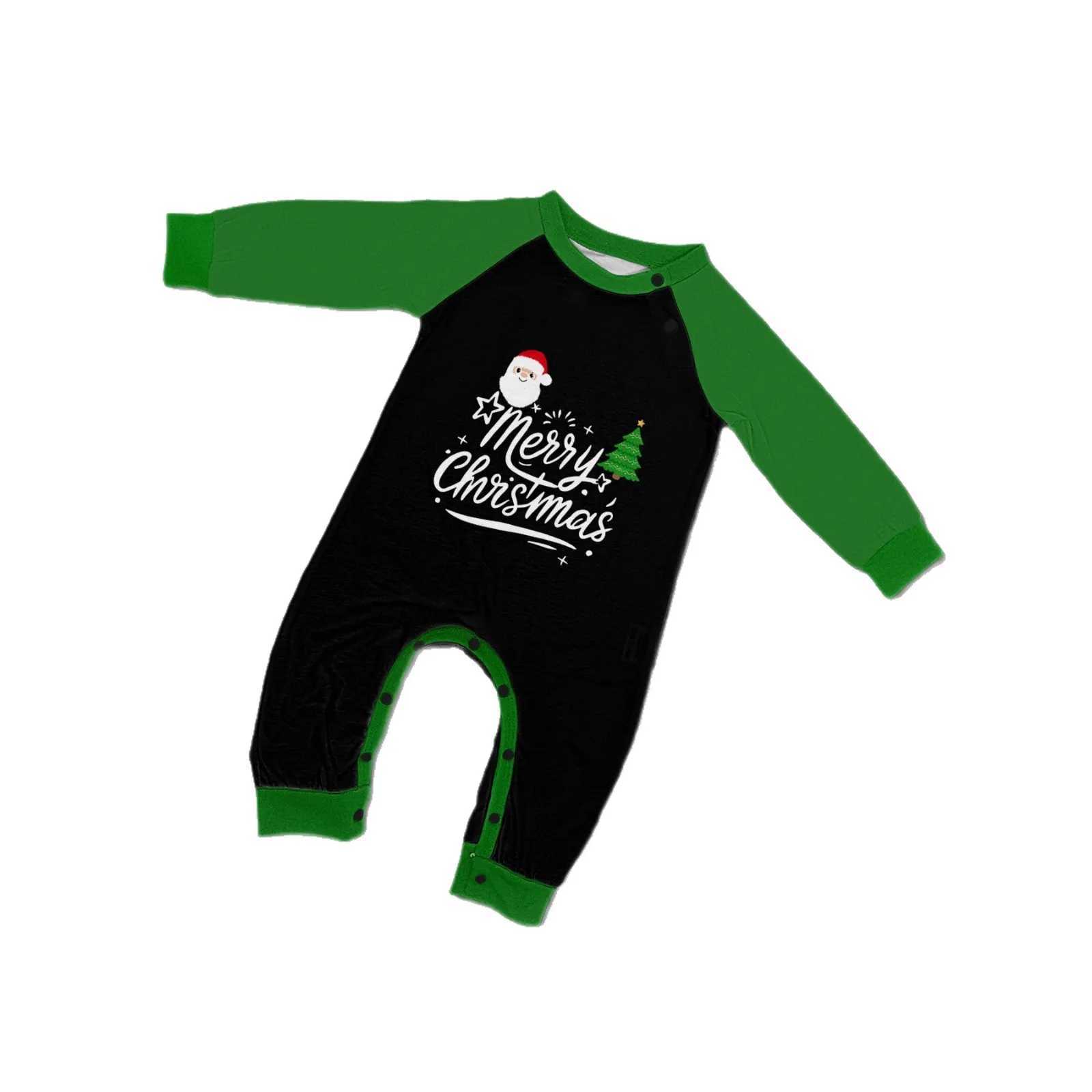 New 2025 Santa Print Mother Daughter Father Son Matching Family Outfits Christmas Green Pajamas Set Soft Xmas baby dog jumpsuit L2510211EI3