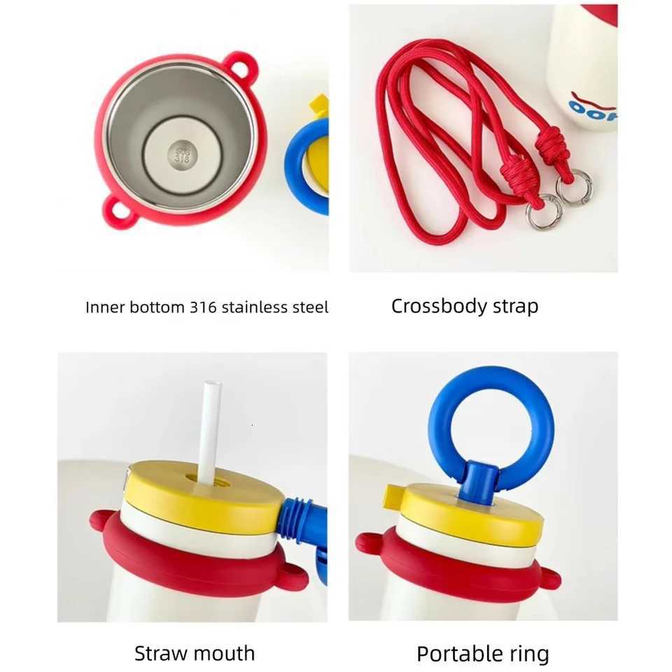 High Quality Portable Straw Cup Stainless Steel Large Capacity Water Cup with Shoder Strap Thermal Bottle Y251021