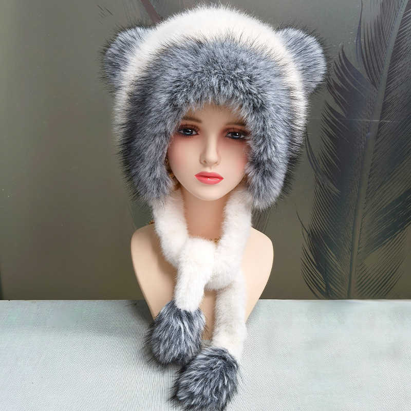 New Thickened Warm Cute Bear Ear Plush Hat with Fleece Lining Sweet Ear Protection Head Wrap Plush Coldproof Hat H251020